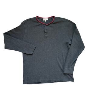Crosby & Howard Men's Large Gray Henley Shirt with Red Trim